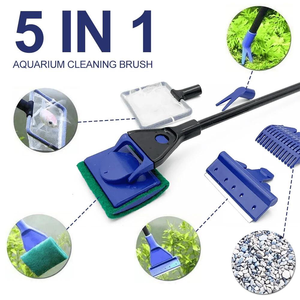 Planted Aquarium With Gravel - ชุดอุปกรณ์ทำความสะอาดตู้ปลา 5 in 1 ประกอบด้วย ที่ตักตะไคร่น้ำ