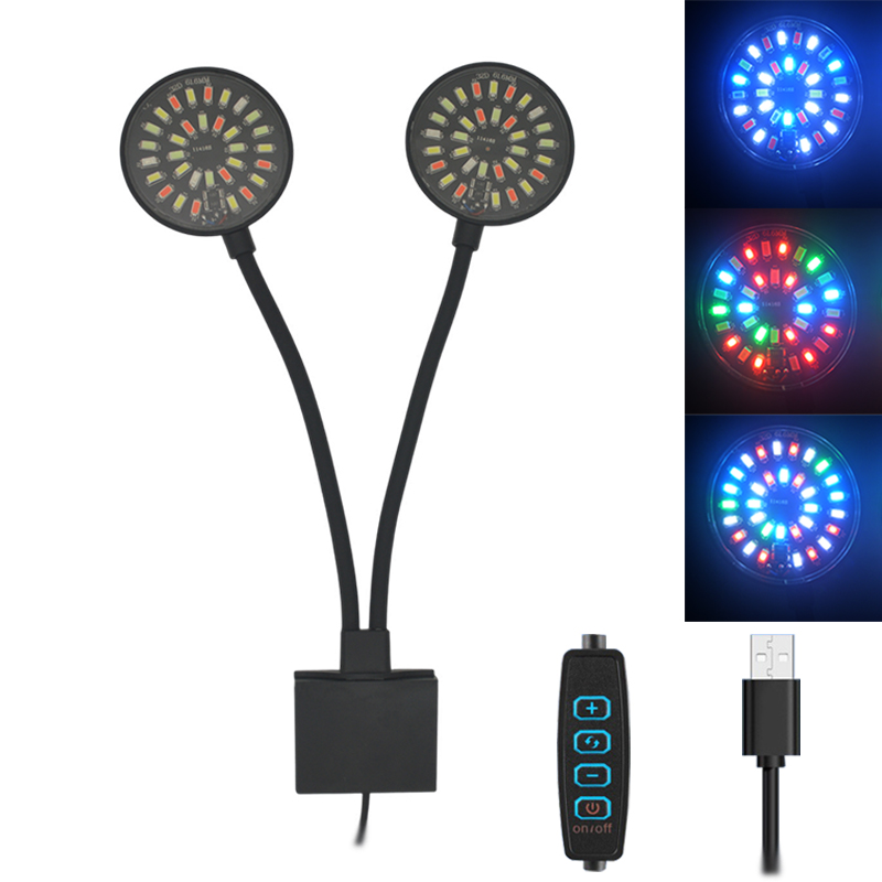 Aquarium Plant Grow Light - USB พิพิธภัณฑ์สัตว์น้ํา ไฟ LED ถังปลาคลิปโคมไฟเต็มสเปกตรัมพืชเติบโตปรับความสว่างหรี่แสงได้ 360
