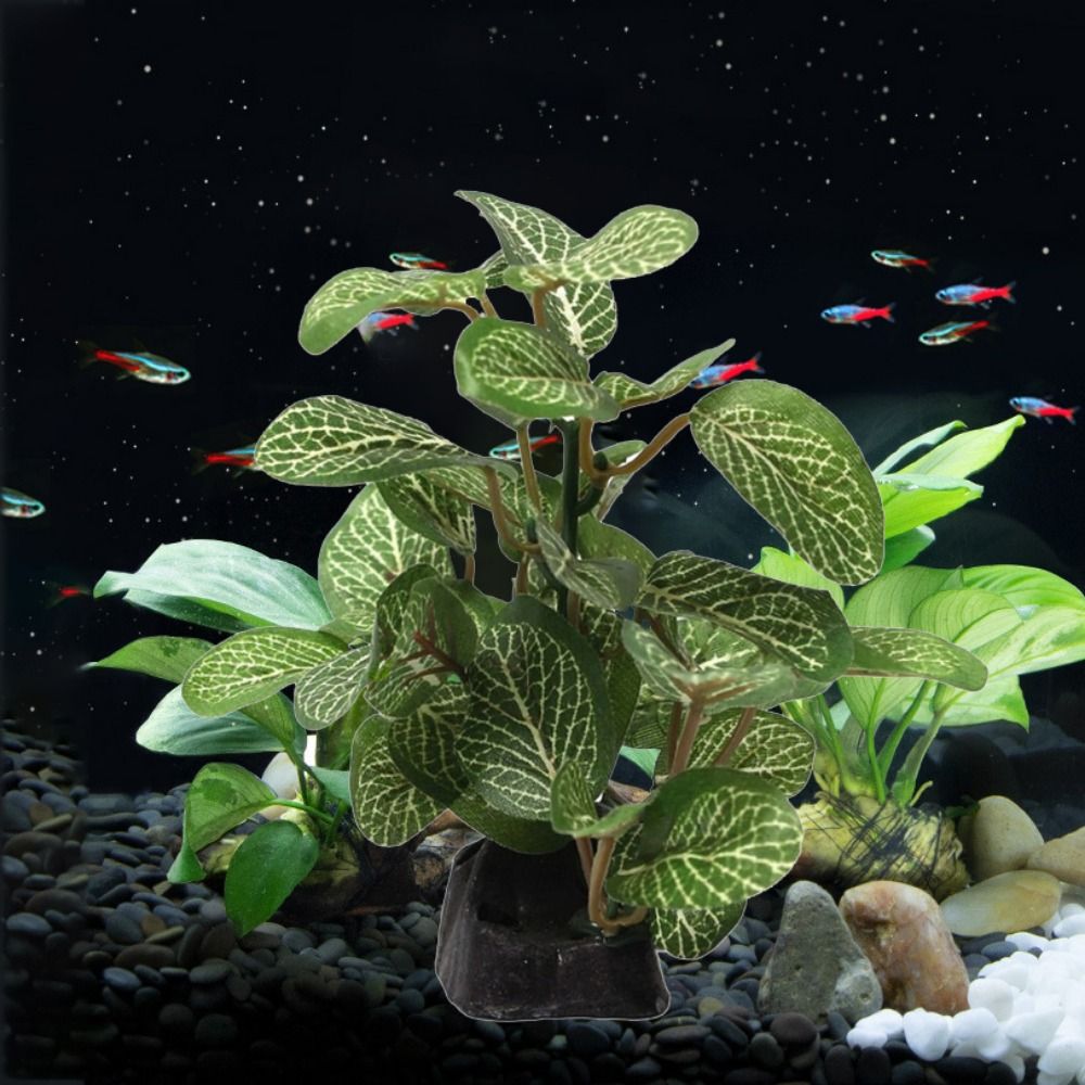 Planted Aquarium Jar - ตกแต่งผ้าไหมที่สมจริงใต้น้ําสําหรับตกแต่งถังปลาเต่าสีเขียว Jar เครื่องประดับ Aquarium พืช Ficus