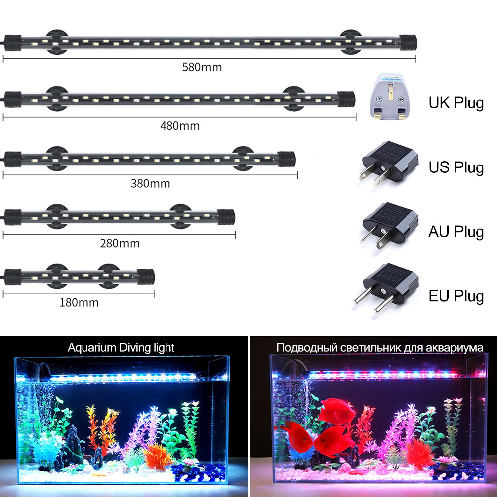 Aquarium Plant Grow Light - 90-260V Aquarium LIGHT LED กันน้ําถังปลาคลิปใต้น้ําโคมไฟตกแต่ง Submersible