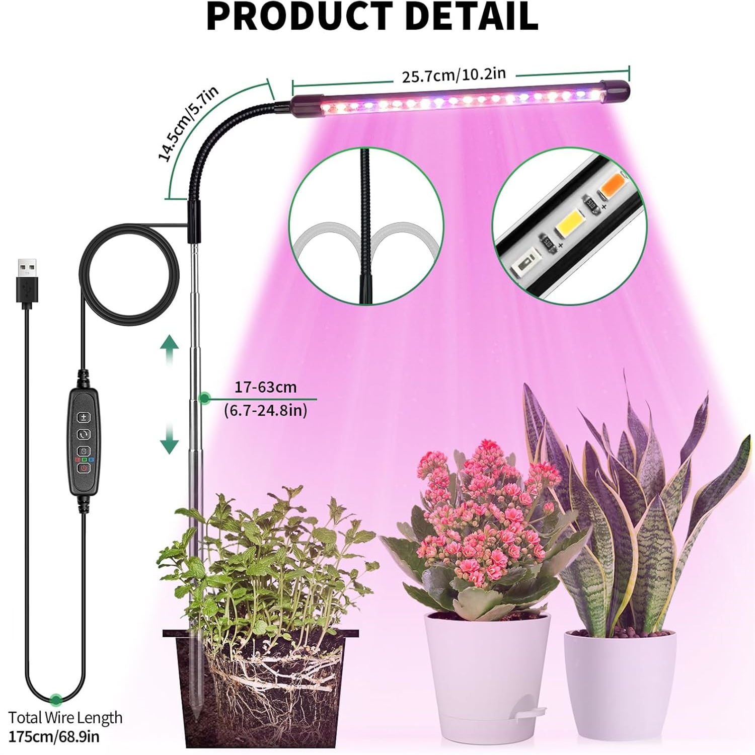 3 สี USB Grow โคมไฟพืชเต็มสเปก - Led Planted Tank Light บทวิจารณ์และราคา